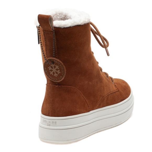 J/SLIDES Torrie Cognac Waterproof Suede Hi Top - Picture 16 of 16